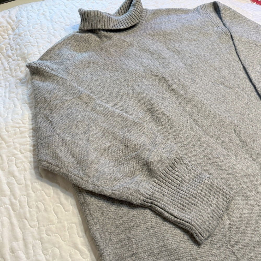 H&M Women XL Sweater Dress Grey Turtleneck Side Slit OVERSIZED COZYCORE LAYERING